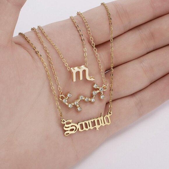 Kikiboheme Jewelry - NEW Scorpio Horoscope Gold Dipped Set of 3 Individual Astrology Sign Necklaces